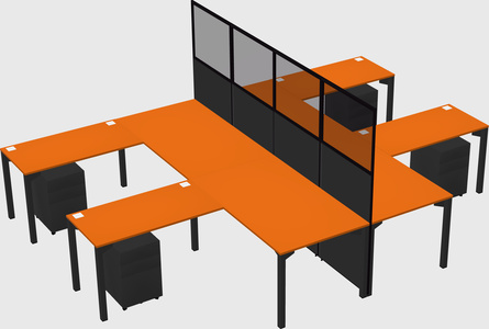 Shared l-shape cubicle