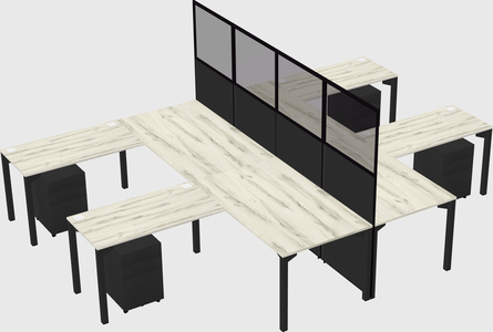 Shared l-shape cubicle