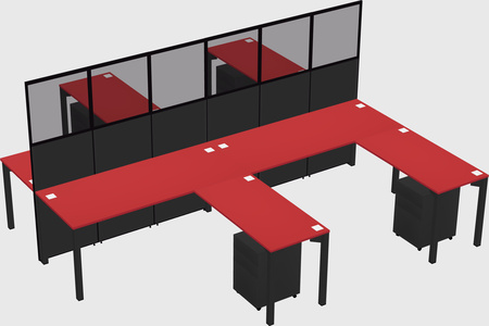 Shared l-shape cubicle