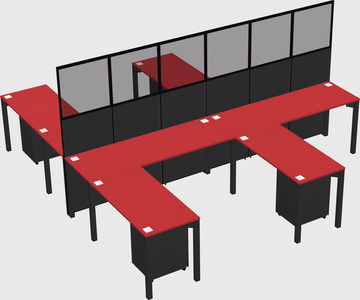 Shared l-shape cubicle