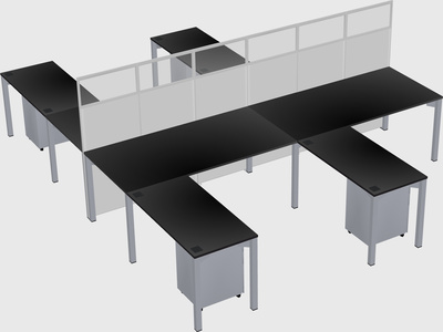 Shared l-shape cubicle
