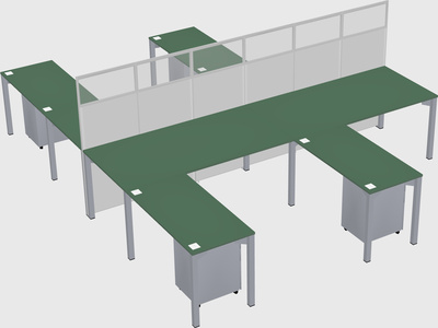 Shared l-shape cubicle