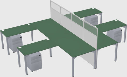 Shared l-shape cubicle