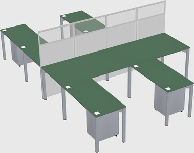 Shared l-shape cubicle