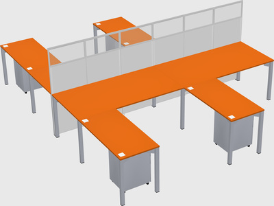 Shared l-shape cubicle