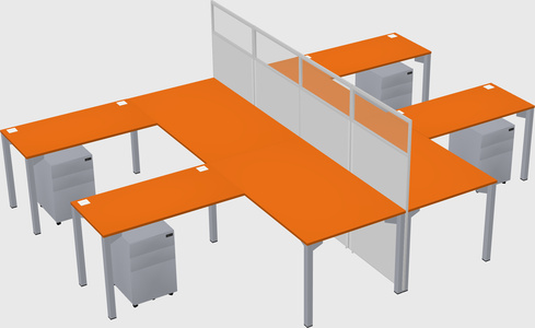 Shared l-shape cubicle