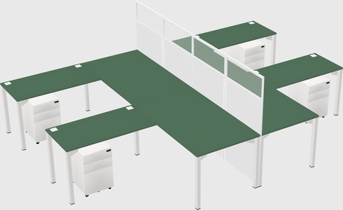 Shared l-shape cubicle