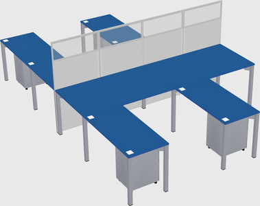 Shared l-shape cubicle