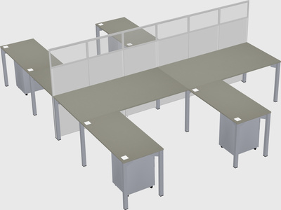 Shared l-shape cubicle