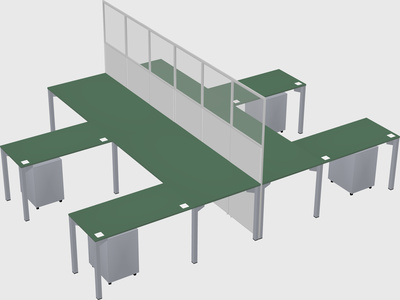 Shared l-shape cubicle