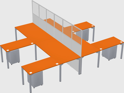 Shared l-shape cubicle