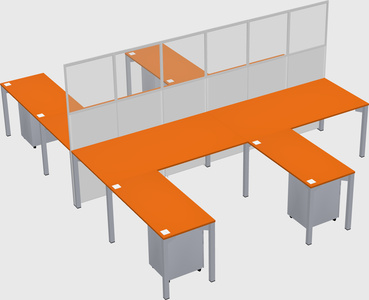 Shared l-shape cubicle