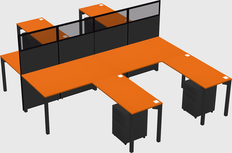 Shared l-shape cubicle