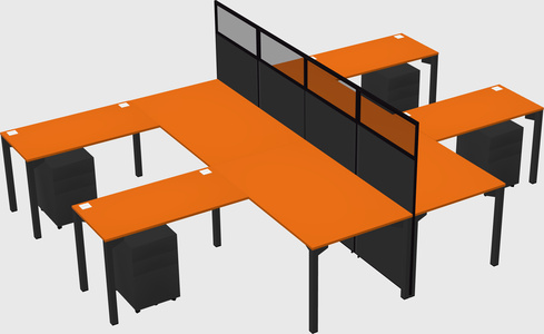 Shared l-shape cubicle