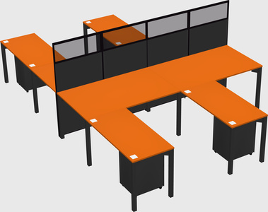 Shared l-shape cubicle