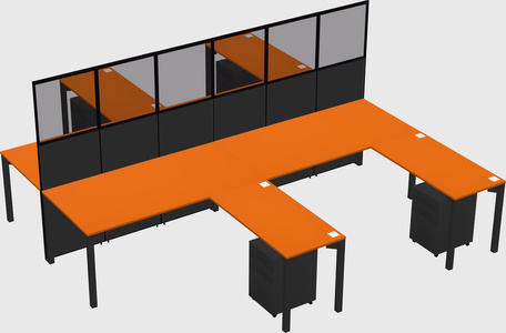 Shared l-shape cubicle