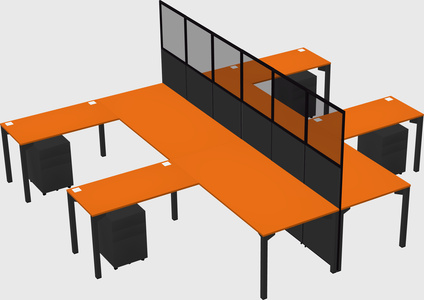 Shared l-shape cubicle