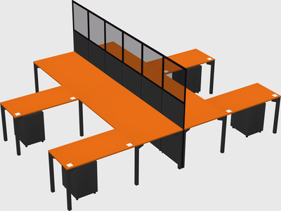 Shared l-shape cubicle