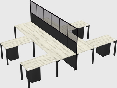 Shared l-shape cubicle