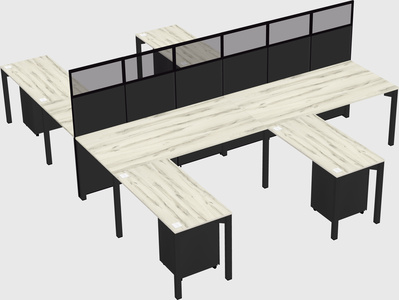 Shared l-shape cubicle