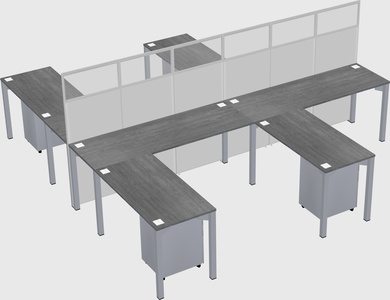 Shared l-shape cubicle