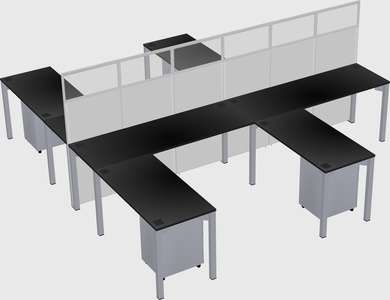 Shared l-shape cubicle