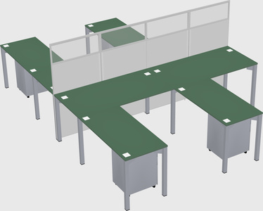 Shared l-shape cubicle