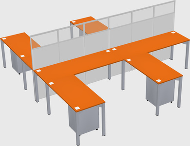 Shared l-shape cubicle