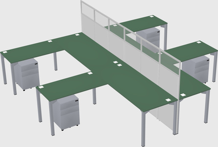 Shared l-shape cubicle