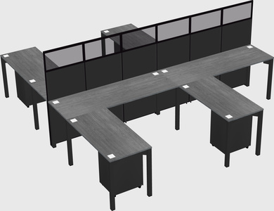 Shared l-shape cubicle