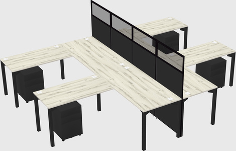 Shared l-shape cubicle