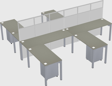 Shared l-shape cubicle