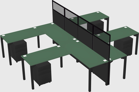 Shared l-shape cubicle