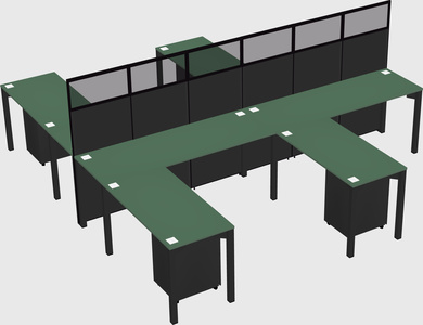 Shared l-shape cubicle