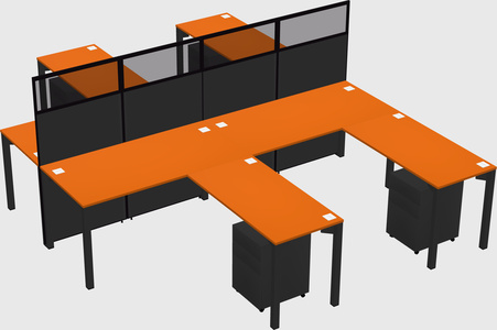 Shared l-shape cubicle