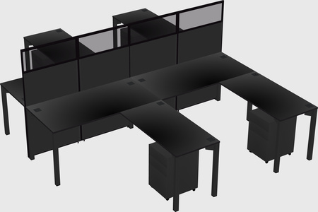 Shared l-shape cubicle