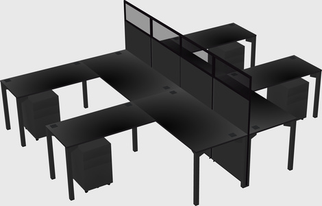 Shared l-shape cubicle
