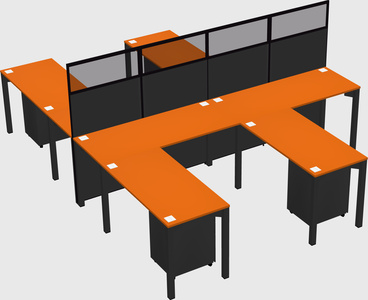 Shared l-shape cubicle