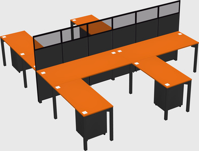 Shared l-shape cubicle