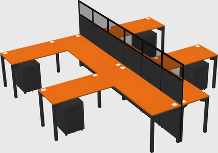 Shared l-shape cubicle