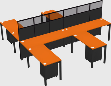 Shared l-shape cubicle