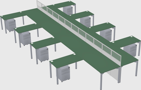 Shared l-shape cubicle