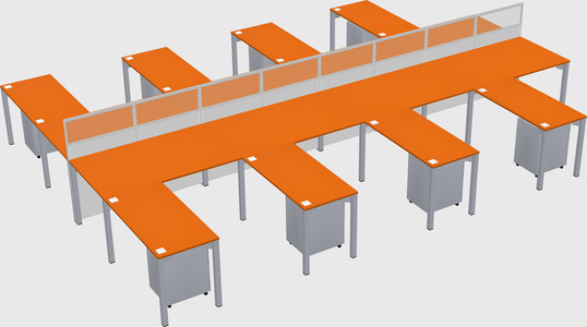 Shared l-shape cubicle