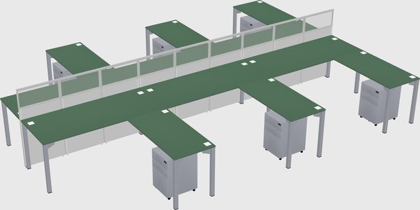 Shared l-shape cubicle