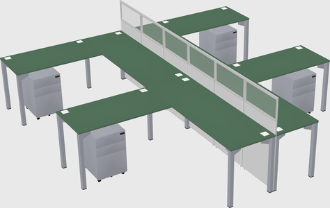 Shared l-shape cubicle