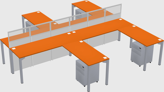 Shared l-shape cubicle