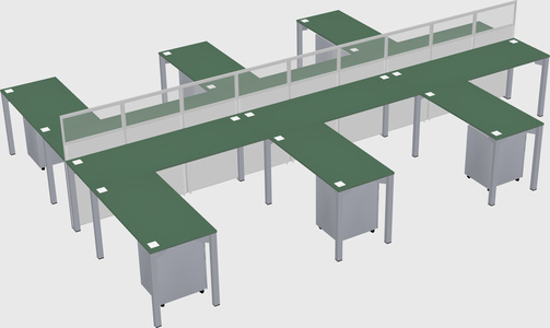 Shared l-shape cubicle