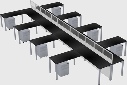 Shared l-shape cubicle