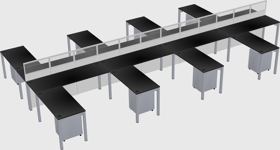 Shared l-shape cubicle
