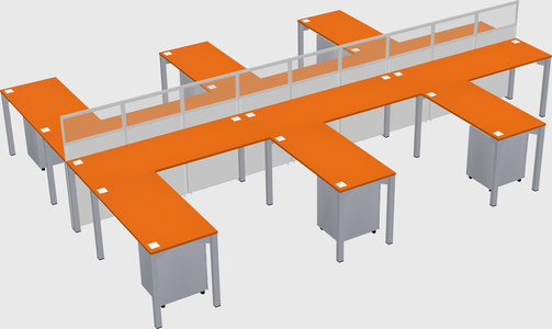 Shared l-shape cubicle